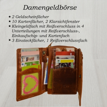 Exklusive Edle Glattleder Damen Geldbörse Portemonnaie (braun)